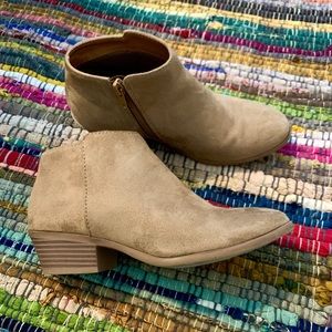 Soda Tan Suede Heeled Ankle Booties